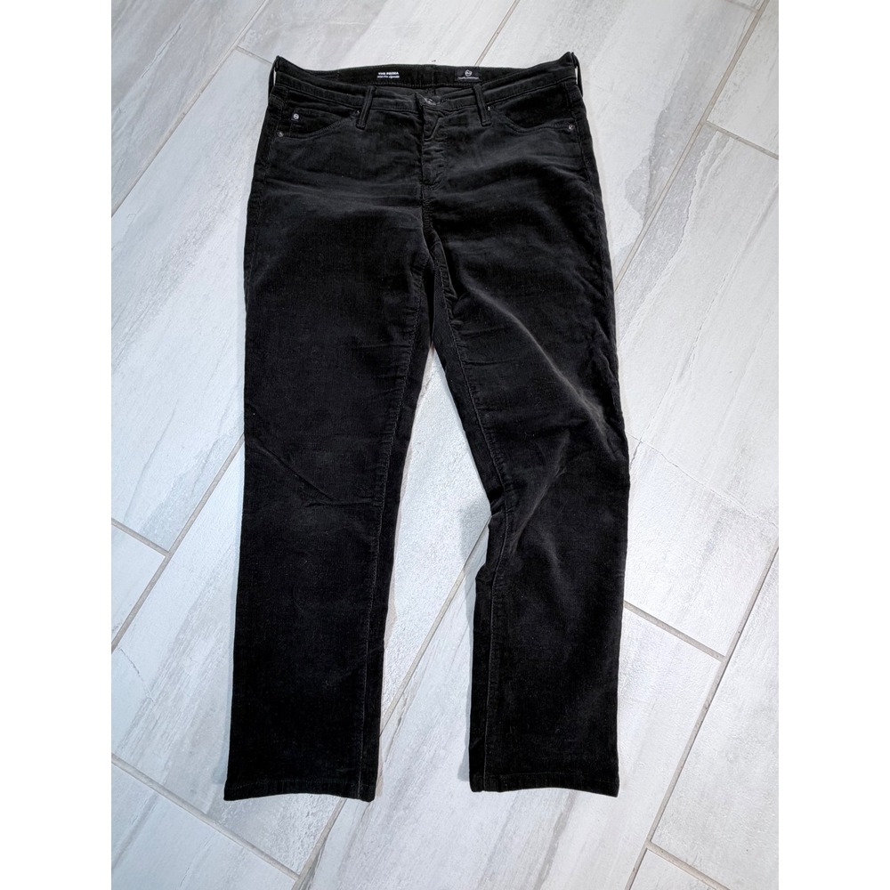 AG Adriano Goldschmied The Prima Mid-Rise Cigarette Corduroy Pants Black 28R